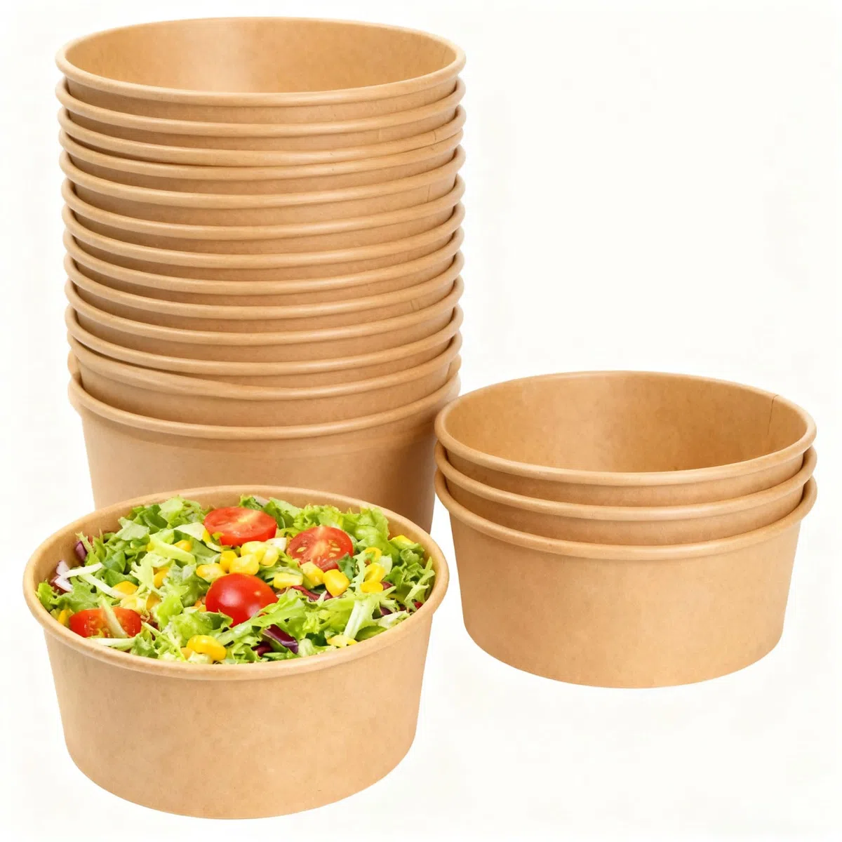 Lesi Ciotole di carta usa e getta da 1000ml (35 Oz) – Senza coperchio incluso, contenitori da asporto in carta kraft marrone per insalata, zuppa, ramen