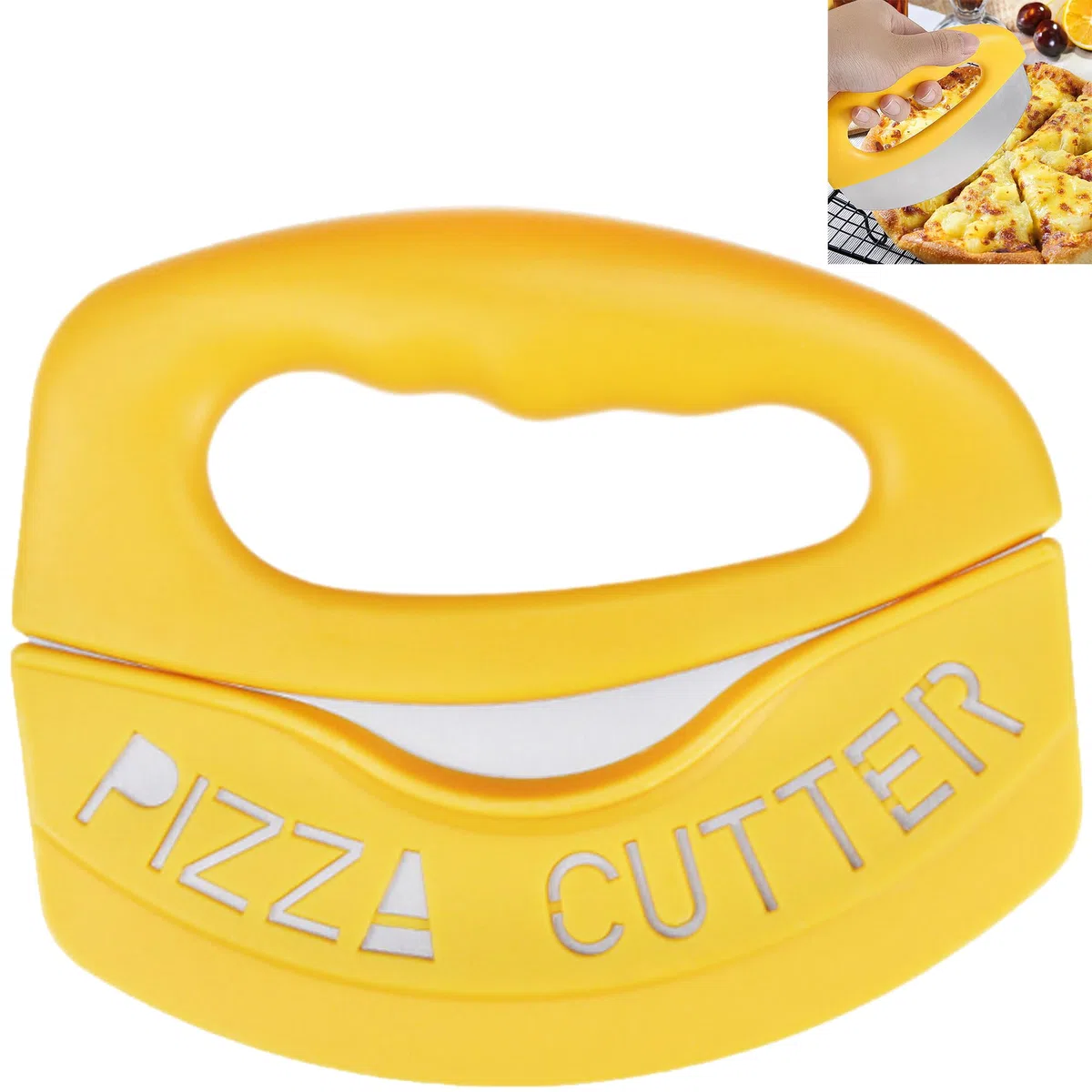 Tagliapizza Taglia Pizza Taglierina - 1 Pezzo, Giallo, Acciaio Inox Tagliapizza,per Tagliare Pizza, Torte, Frutta, ecc, Utilizzato Anche Come Taglierino per la Vaniglia