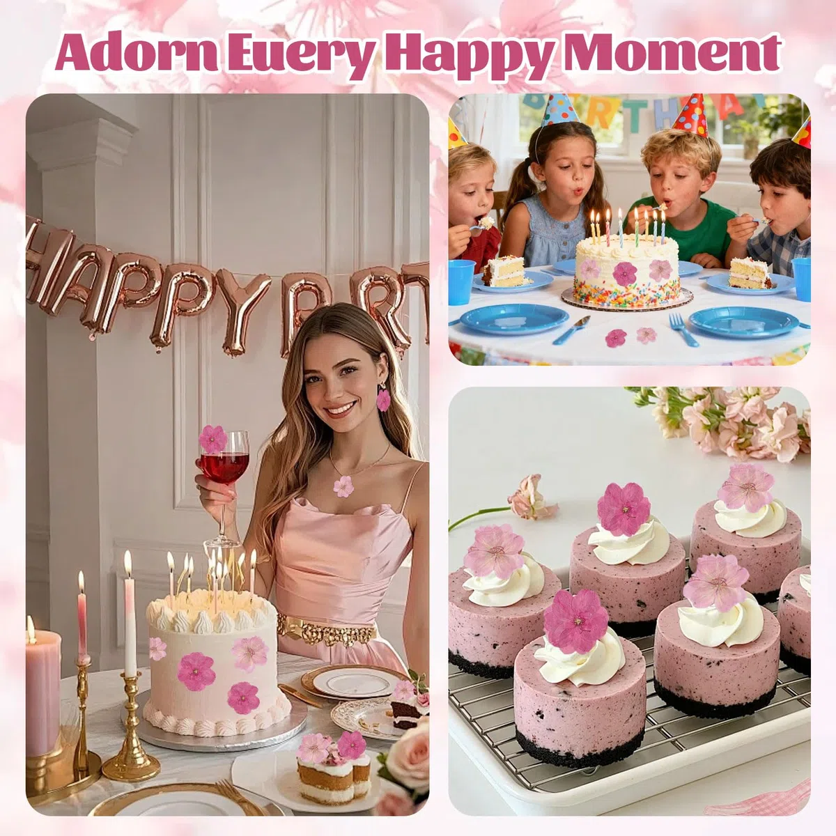 40 Pezzi 2 Tipi di Fiori Naturali Pressati Commestibili, Decorazione per Torte - Sakura, Fiori di Ciliegio per Cake Topper, Cocktail, Gioielli in Resina, Progetti Creativi Fai-da-Te