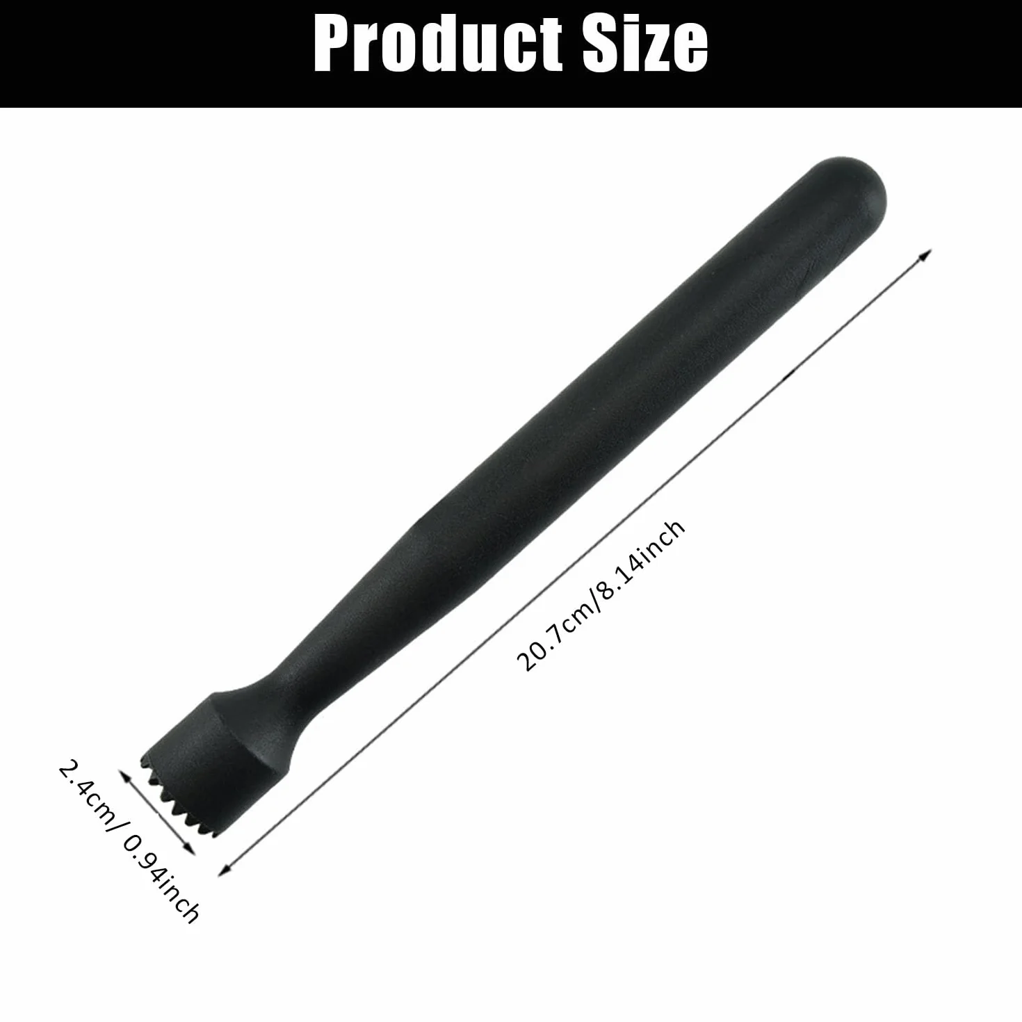 2 Pezzi Martello Tritaghiaccio, Ghiacciolo Schiacciato, Tritaghiaccio in Plastica, Schiacciatore Mojito, Muddler da Cocktail in Plastica, Adatto per Bar, Feste, Case (Nero+Bianco)