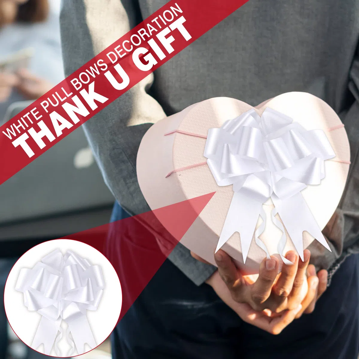 100 Pezzi Coccarde Bianche Matrimonio, 3cm Coccarde Fiocco per Fiocchi Matrimonio, Fiocchi Auto Matrimonio, Grande Archi da Regalo per Matrimonio, Comunione, Battesimo, Anniversari