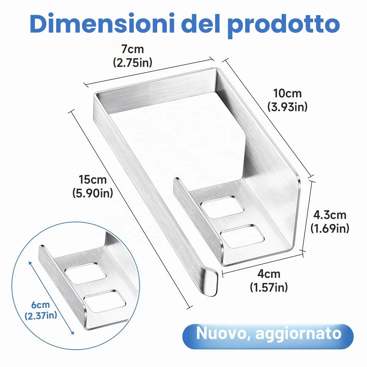 Porta Spugne Lavello Cucina, Portaspugne per Lavello Cucina Autoadesivo, 2 in 1 Porta Spugnette Lavandino Cucina da appendere, Acciaio Inox Porta Stracci Cucina, Argento