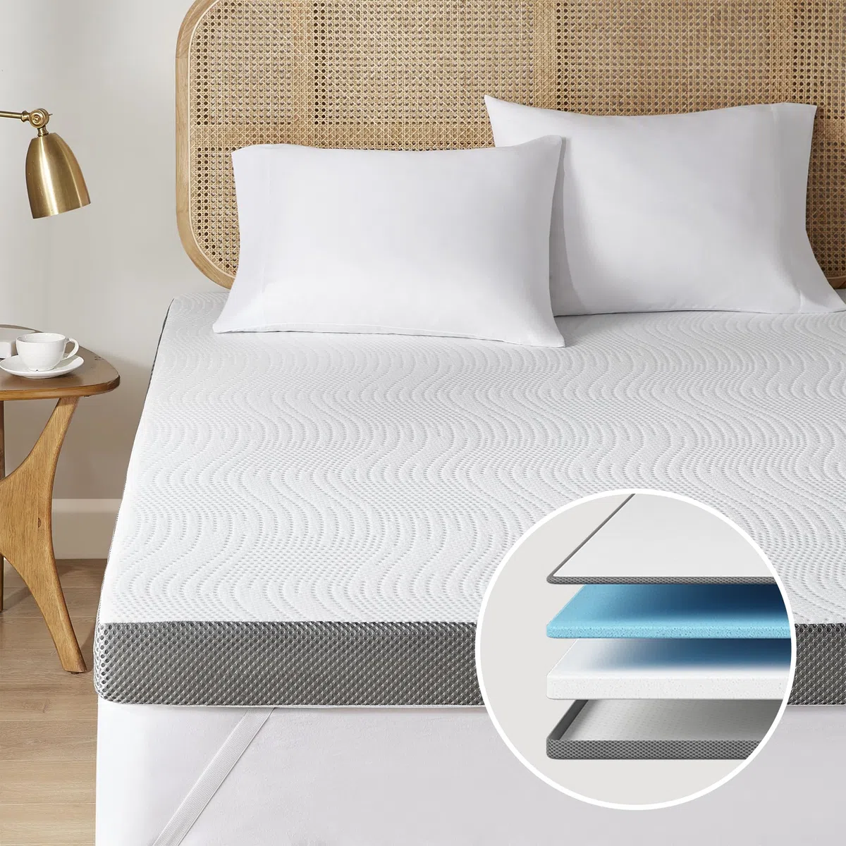 Degrees of Comfort Coprimaterasso 140x200 cm, 10cm H, 2 durezze H2 e H3, memory foam gel per divano letto camper.