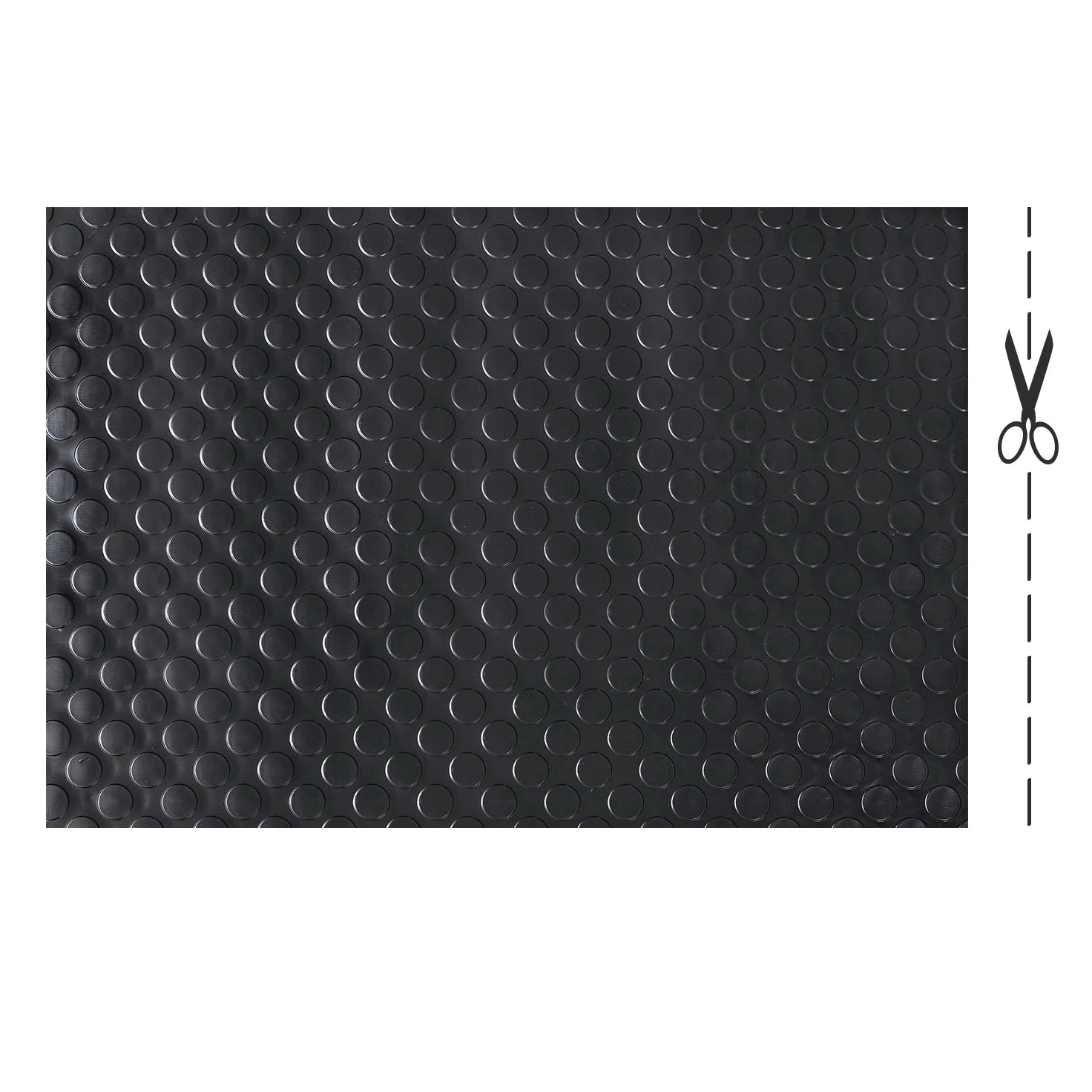 OLIVO.shop Tappeto Gomma Antiscivolo Pvc, Rivestimento Pavimento Gommato in Pvc per Esterni Interni, Bar, Officine, Palestra, Garage, Rotolo Isolante Larghezza 1,5 mt WORK BOLLO (NERO, 1,5x3 MT)