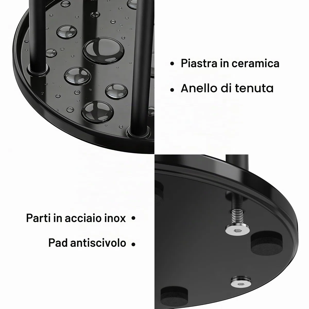 Portabottiglie per SodaStream - Scolabottiglie premium in ceramica con vassoio di sgocciolamento per 5 bottiglie SodaStream Crystal | Emil Nero