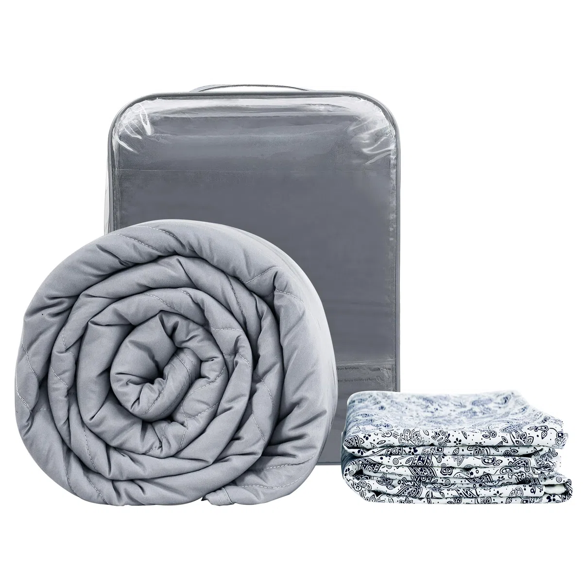Winthome Coperta con peso 140 x 190 cm 7,2 kg con copripiumino, coperta con peso ansia, Weighted Blanket per un sonno profondo e un migliore relax, coperta ponderata per adulti (Patron Bianco)