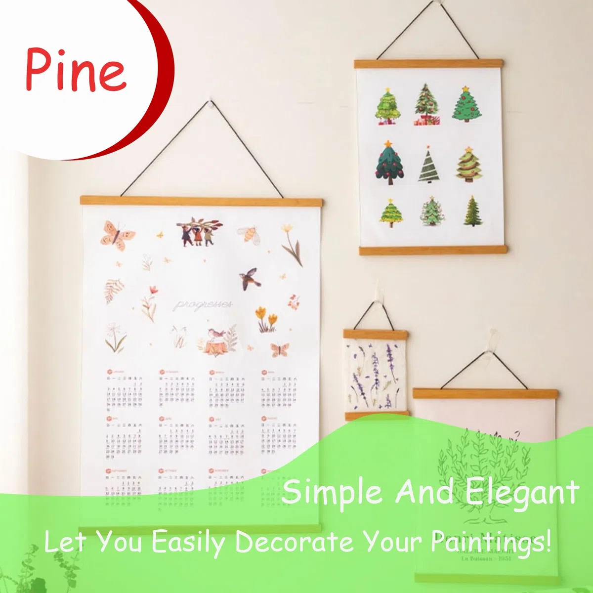 2 Pezzi Magnetico Poster Telaio, Ganci per Cornice per Poster in Legno, Magnetico Poster Telaio per Elegante Decorazione Murale Poster da Esposizione(21 cm)