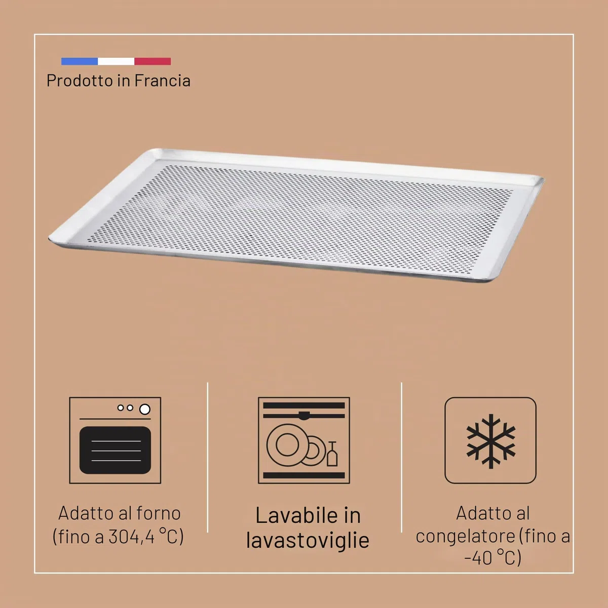 DE BUYER -7367.40 -piatto pasticceria alu. bordo perf p 40x30cm, Metallo
