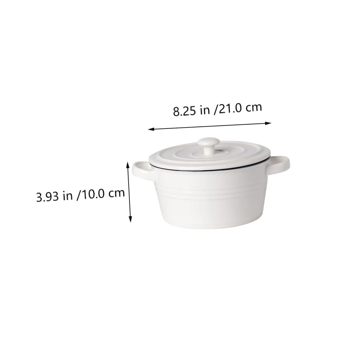 KICHOUSE 1pezzi Ciotola Per Zuppa Con Due Manici e Coperchio Resistente Al Calore e Robusta Per Cucinare Servire Yogurt Preparare Budini e Torte Facile Da Pulire e Trasportare