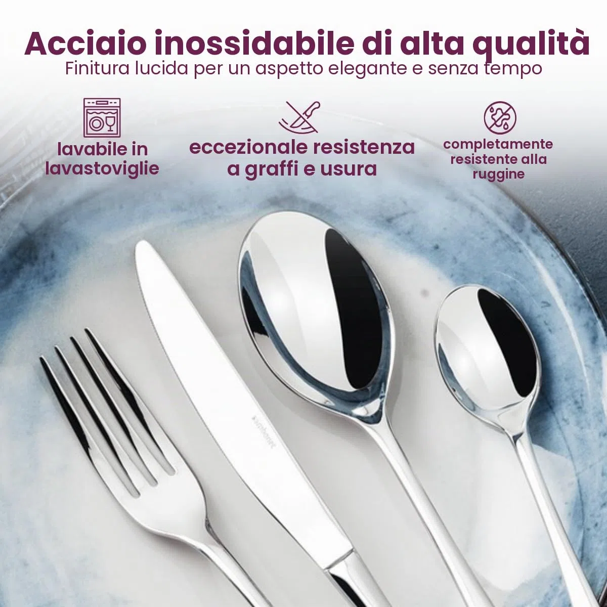 Sambonet Linear 52513-N1 - Set di Posate da Tavola monoblocco in acciaio inox 18/10, per 6 persone, 30 pezzi: 6 forchette, 6 cucchiai, 6 coltelli, 6 forchette dolce, 6 cucchiaini tè