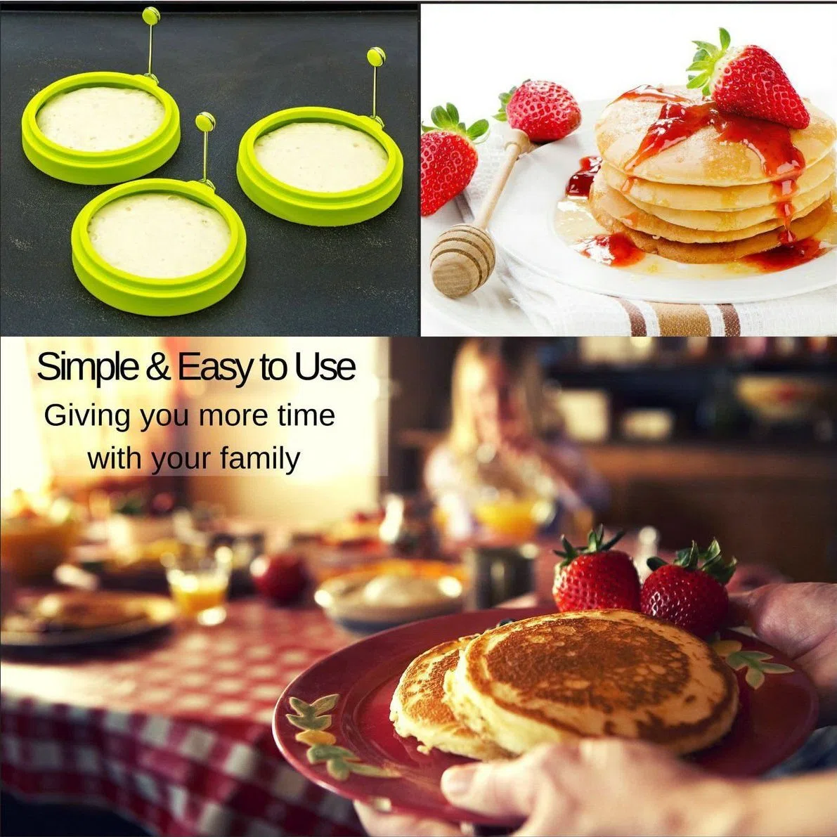 Stampo per Pancake Antiaderente,Confezione di 4 Anelli in Silicone per Uova