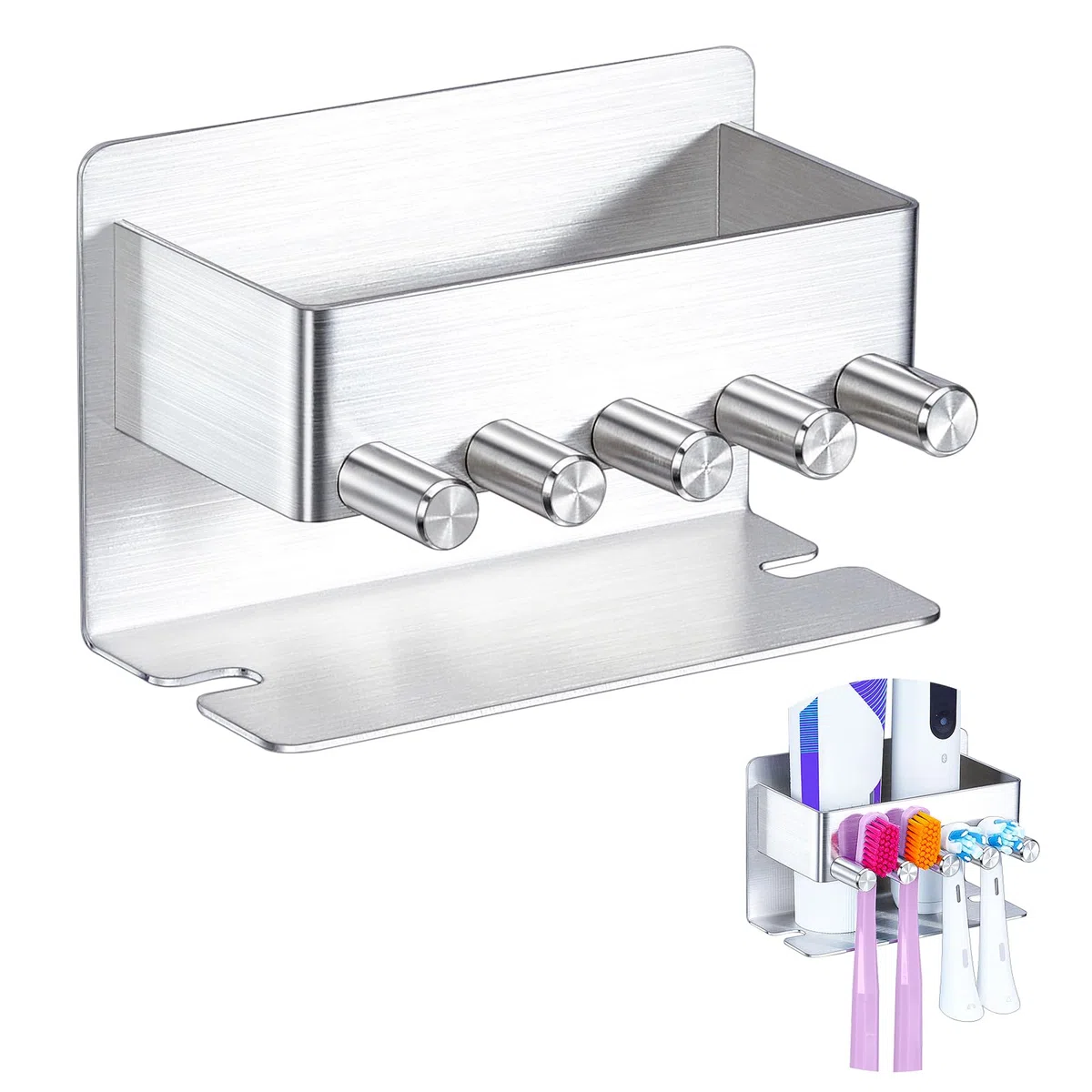 GGQ Portaspazzolino Elettrico, Porta Spazzolino da Muro, Porta Dentifricio, Porta Spazzolini Bagno, Porta Testine Portaspazzolini, Porta Spazzolini Elettrici Parete (Argento)