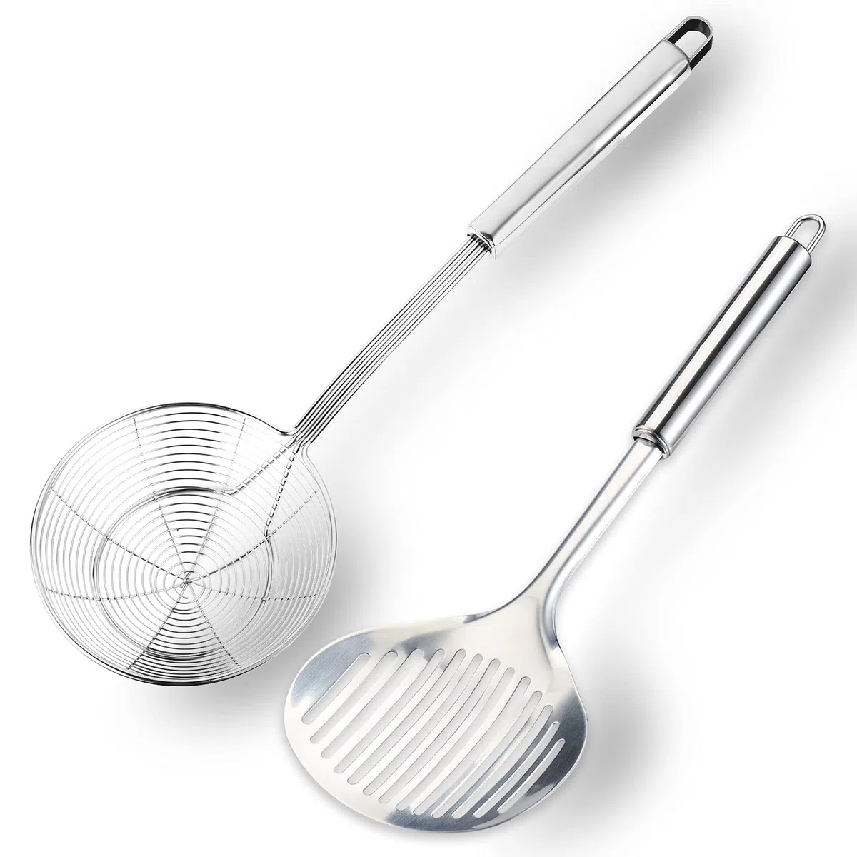 TENTA Cucina Multi Utensile da Cucina in Acciaio Inox Skimmer scanalato Turner Pesce Spatola Cucchiaio Colino Filtri Scolo Cucchiaio Mestolo Ragno Colino Schiumatore Mestolo per Cottura e Frittura
