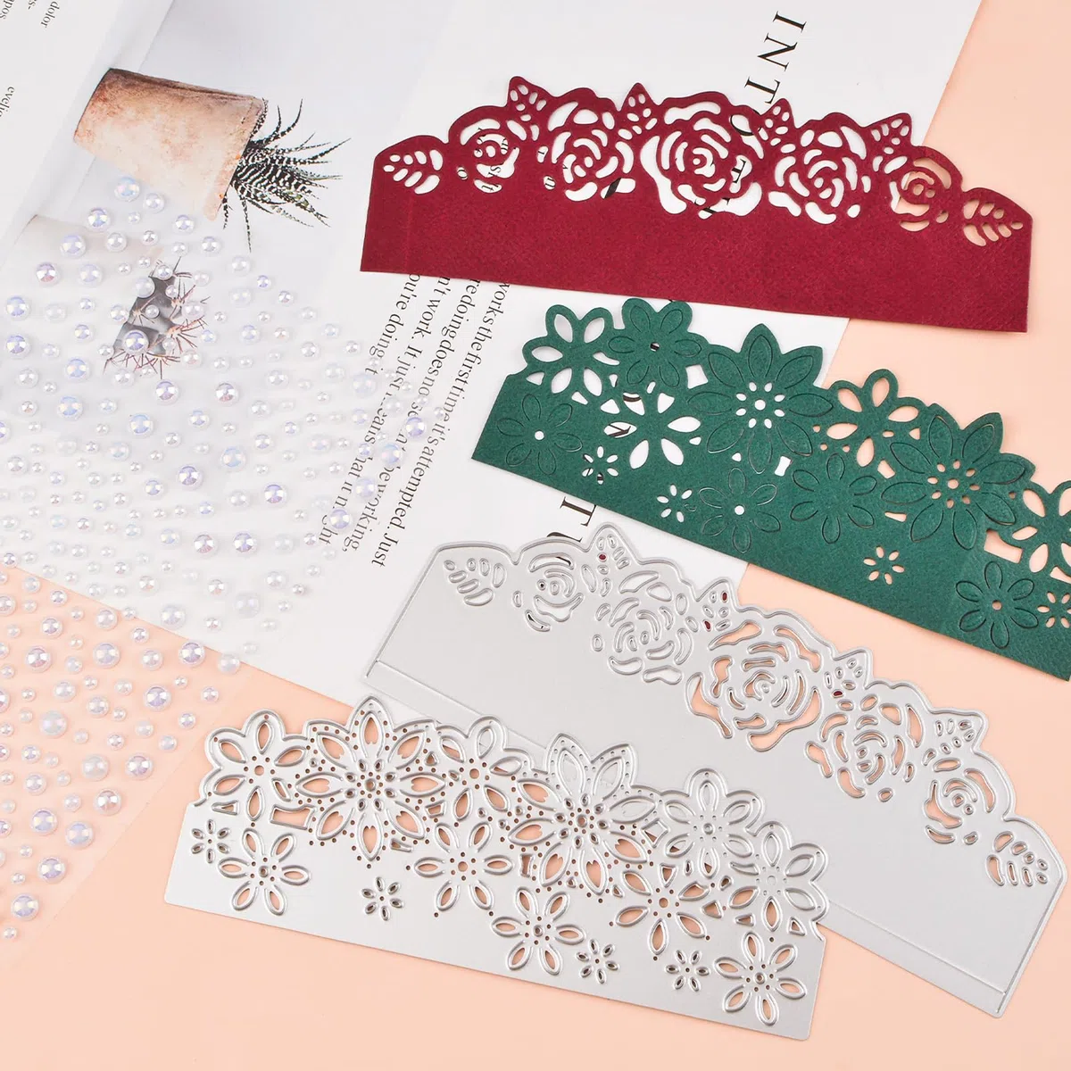 4 fustelle per la creazione, fustelle in metallo per scrapbooking con cornice in pizzo o per biglietti di auguri fai da te, cartolina, album, creazione di biglietti