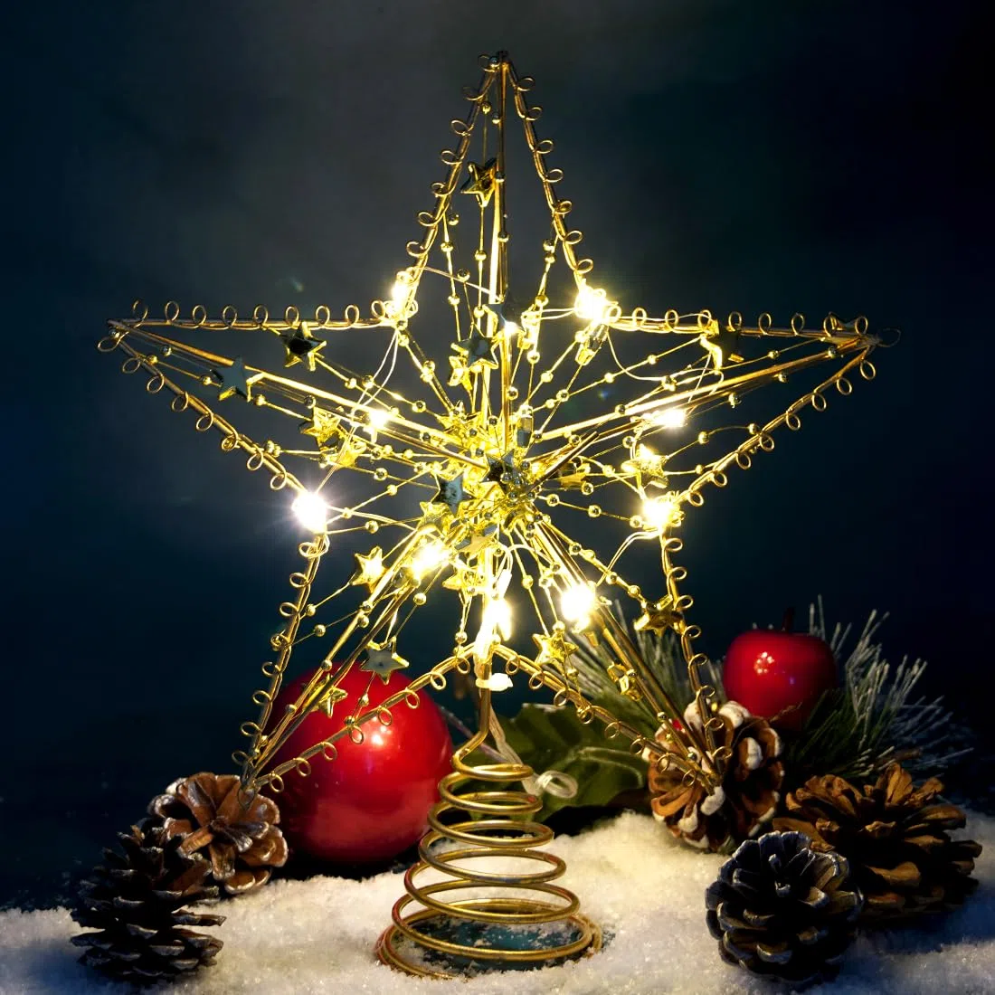 Sprinlot Stella per Albero di Natale Oro, 20 x 25 cm Puntale per Albero di Natale, Stella Oro Albero Luminosa, Cresta d'Oro dell'Albero, Decoration Tree Topper Christmas
