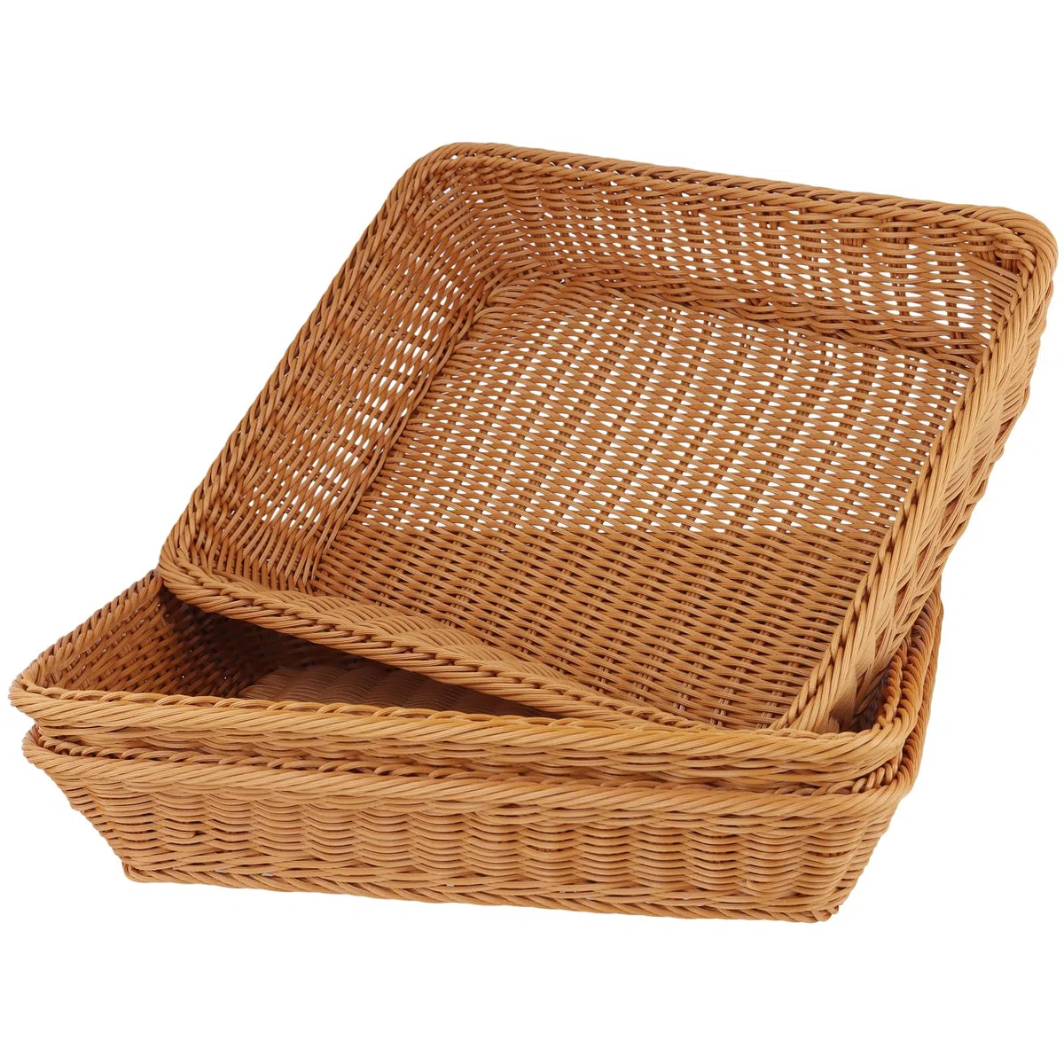 KEILEOHO 3 cestini per il pane rettangolari, 40 x 30 x 8 cm, in plastica, per la casa, il ristorante, la frutta, il pane