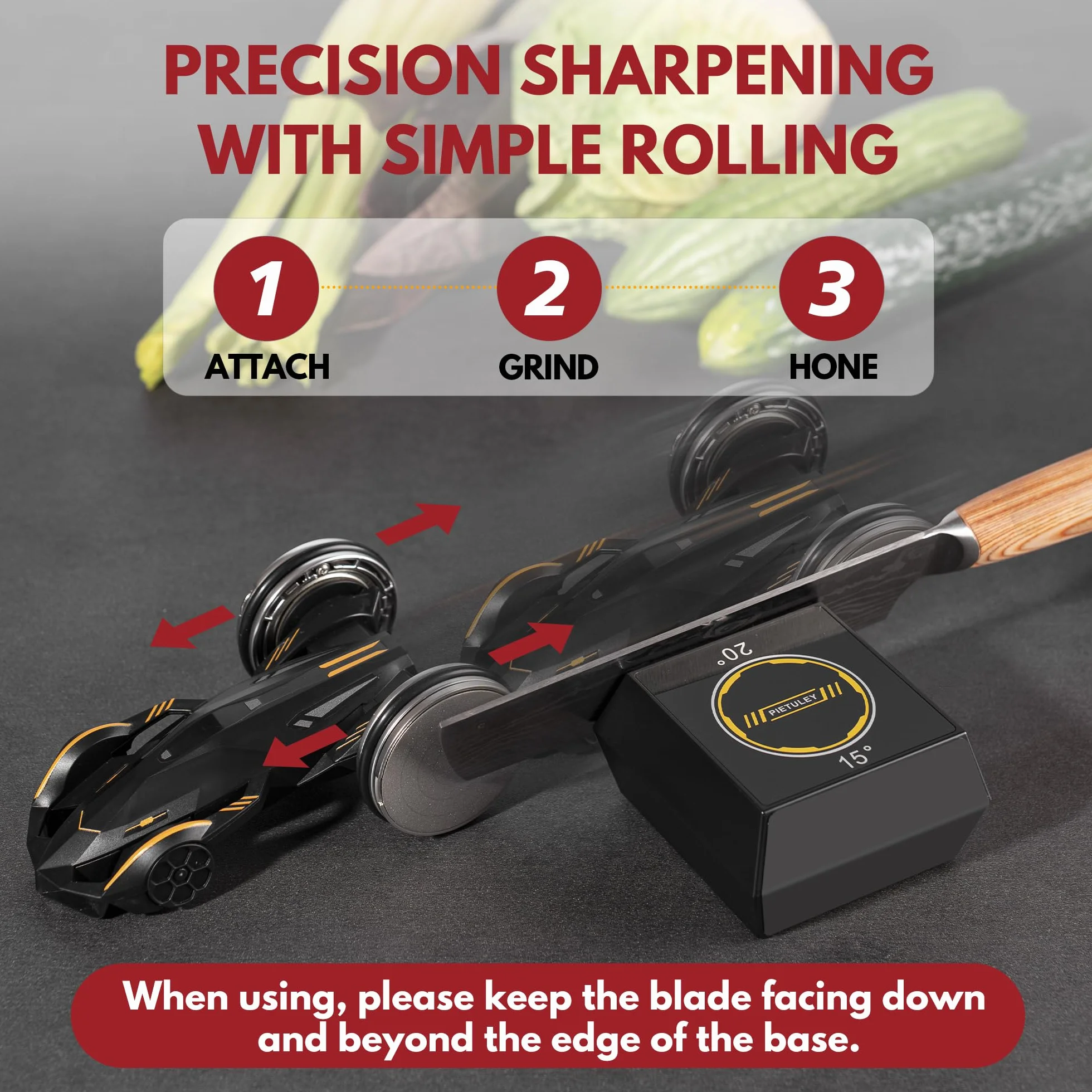 Pietuley Affilacoltelli da Cucina, Pietra Affilacoltelli Professionale, Affila Coltelli da Cucina, Rolling Knife sharpener, Affilatore per Coltelli, Accessori Gadget da Cucina per Uomini