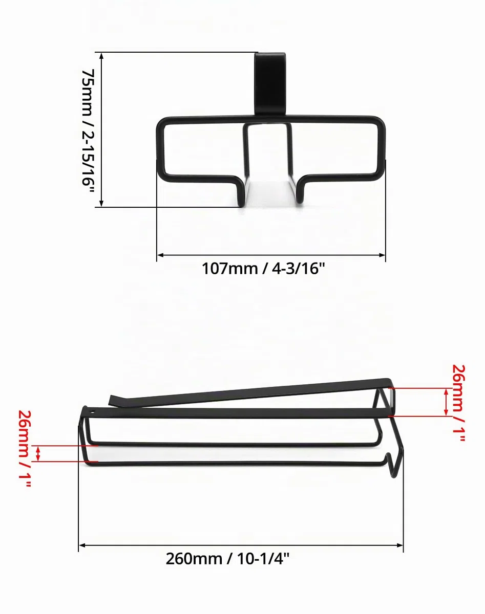 QWORK 2PCS Portabicchieri Sospeso, Porta Calici, Organizzatore per Bicchieri da Vino in Metallo Senza Foratura, Nero