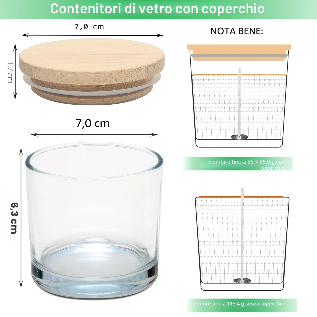 MILIVIXAY Set di 20 barattoli per candele in vetro trasparente da 113 ml con coperchi e kit per la creazione di candele - Barattoli per candele vuoti sfusi per la creazione di candele - Contenitori