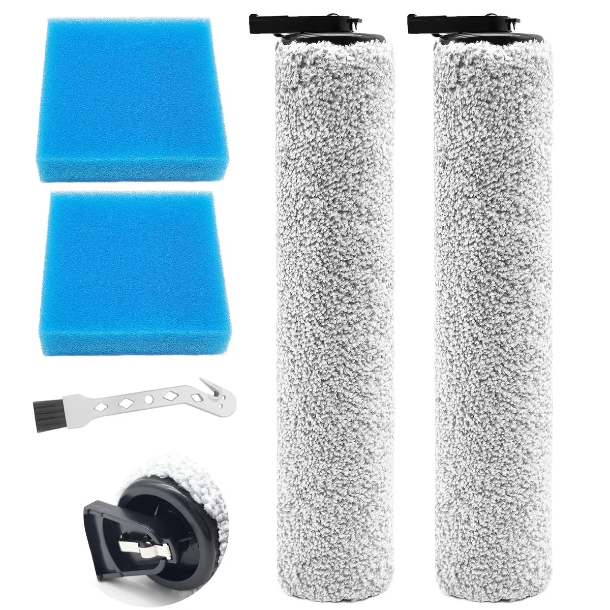 Spazzole Rullo + filtro per Eureka NEW400 /New400 Gen2 aspirapolvere per liquidi e asciutti Parti di ricambio, set di accessori 2 Rulli per spazzole + 2 Filtri + 1 Spazzola per la pulizia