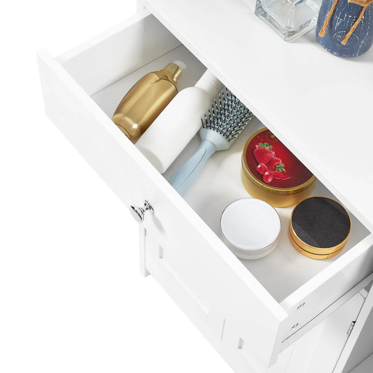 Yaheetech Mobile da Bagno Armadietto Autoportante con Scomparti Mobiletto Multiuso da Terra con Cassetto e Ante 75 x 30 x 80 cm Armadio Salvaspazio con Ripiano Regolabile Moderno Bianco