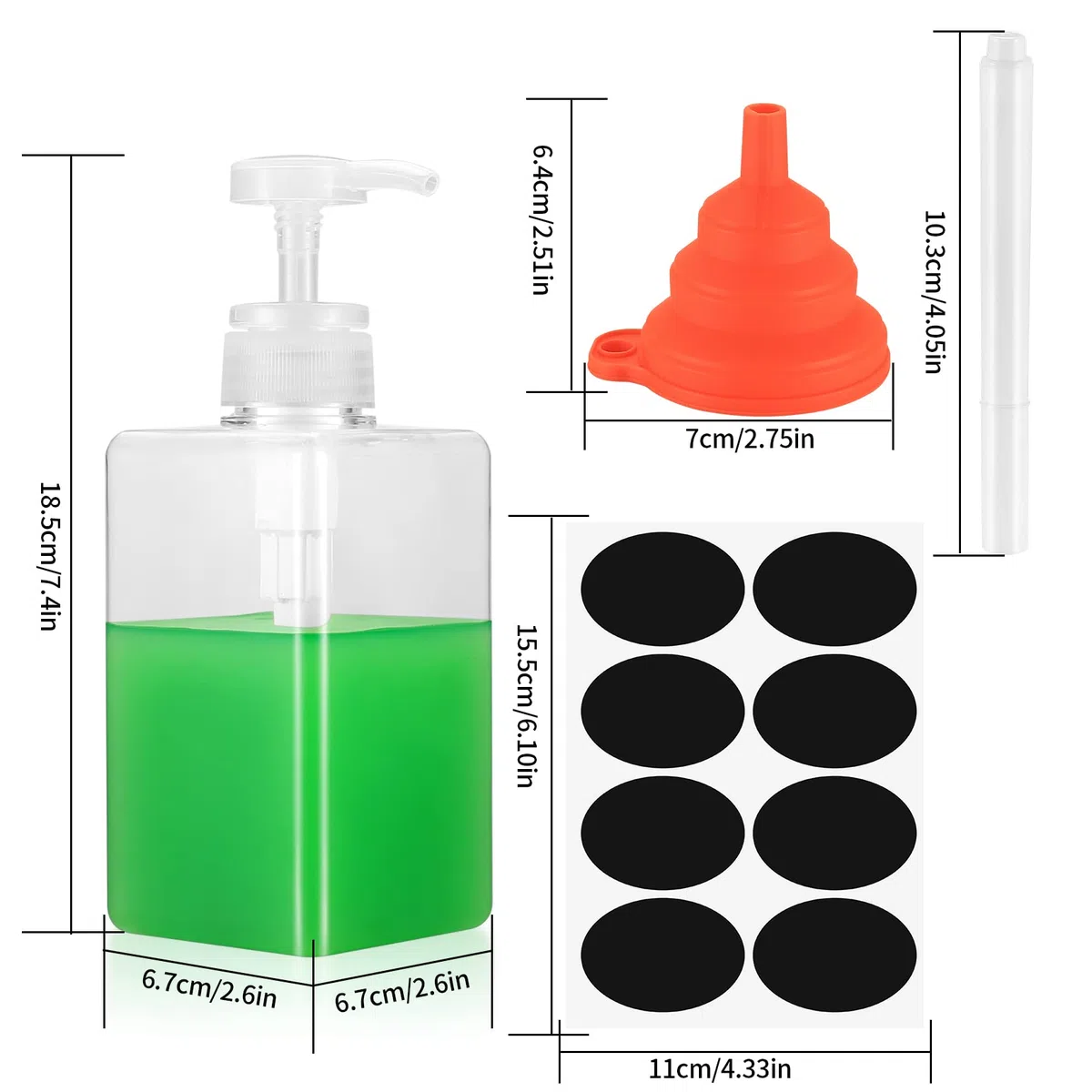 3 Pezzi Dispenser di Sapone, Flaconi Dispenser per Bagno, Dispenser Bottiglie a Pompa in Plastica Trasparente Riutilizzabili per Bagno Cucina Liquido Lozione Shampoo Doccia