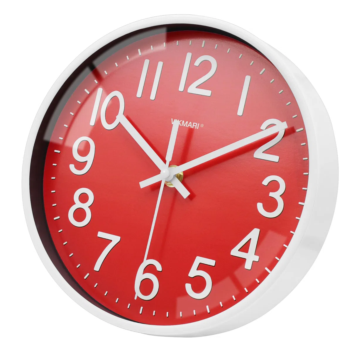 VIKMARI Orologio da Parete Piccolo 20 cm Rosso Moderno Silenzioso a Batteria per Cucina Soggiorno Camera da Letto Bagno Ufficio Scuola