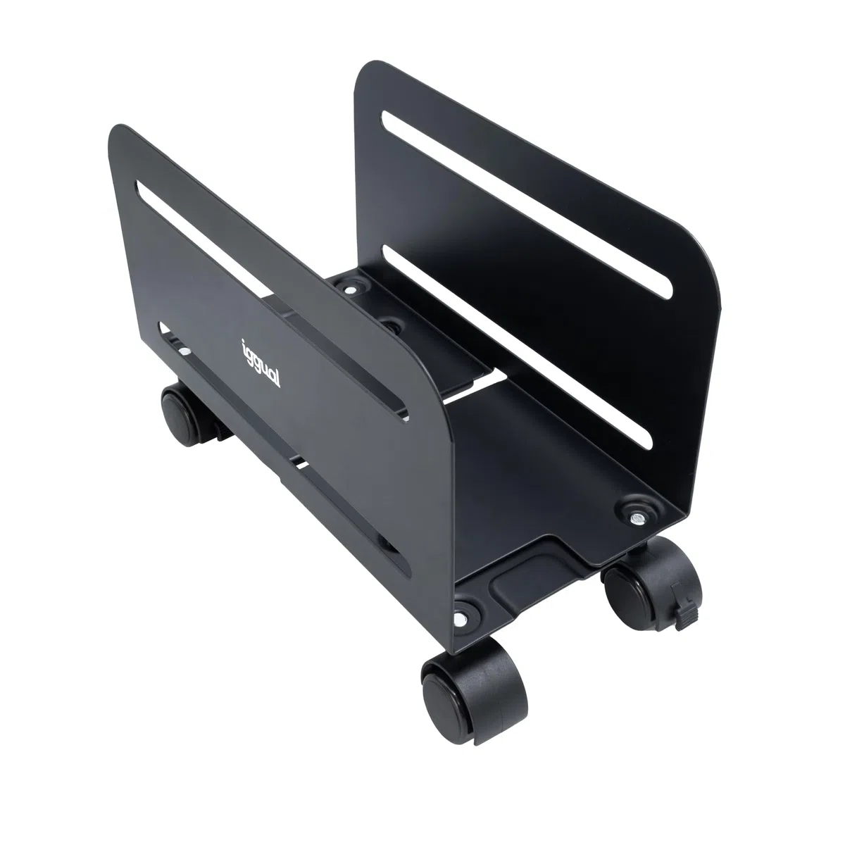 iggual – Supporto per CPU con Ruote, Base Regolabile da 11,9 a 20,9 cm, Supporto in Metallo per Torre PC da Posizionare sotto la Scrivania, Regge fino a 10 kg, Ideale per Ufficio e Setup